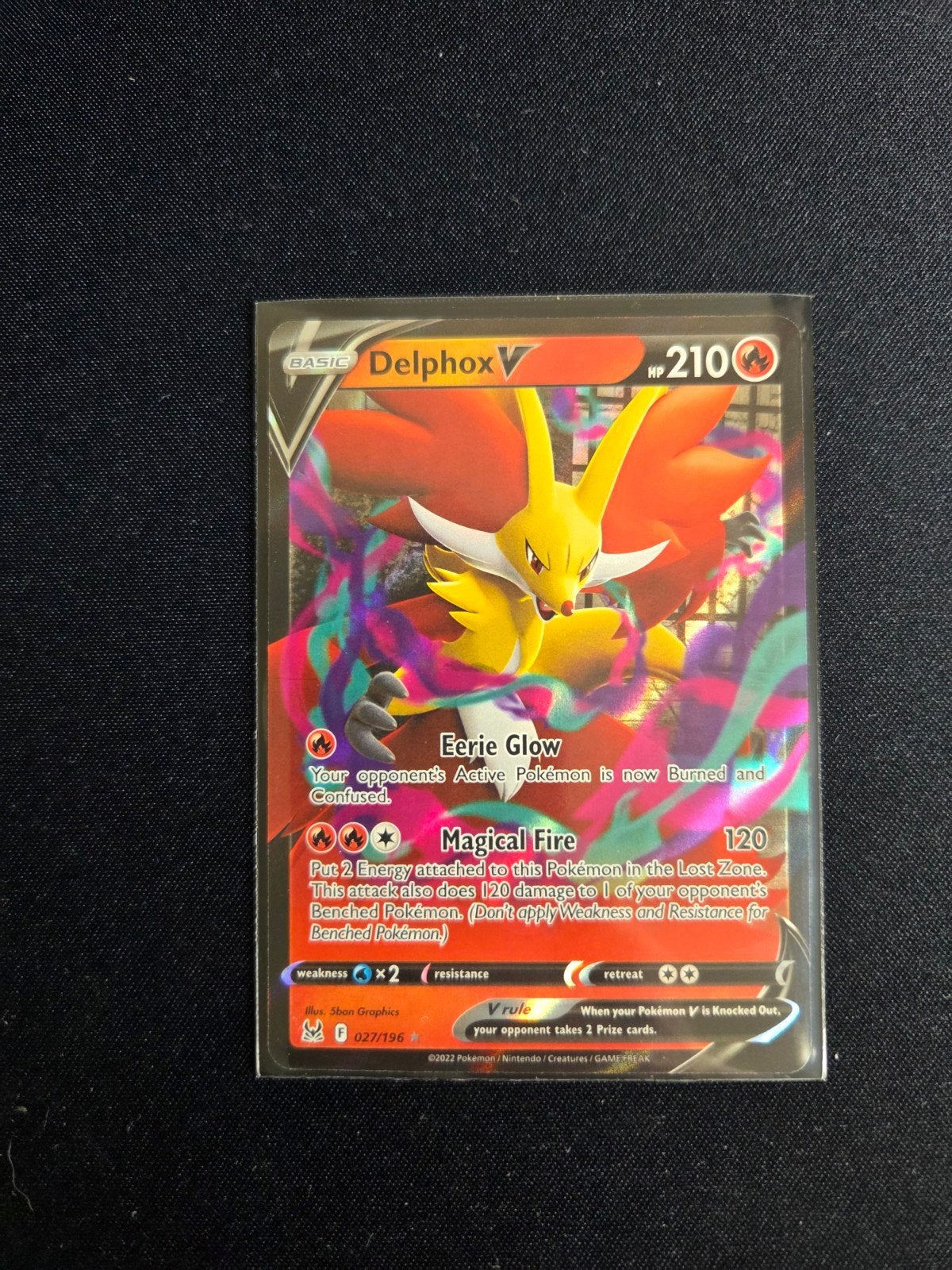 Delphox V 027/196 - Pokémon Kaart, Ophalen of Verzenden, Zo goed als nieuw, Losse kaart, Foil