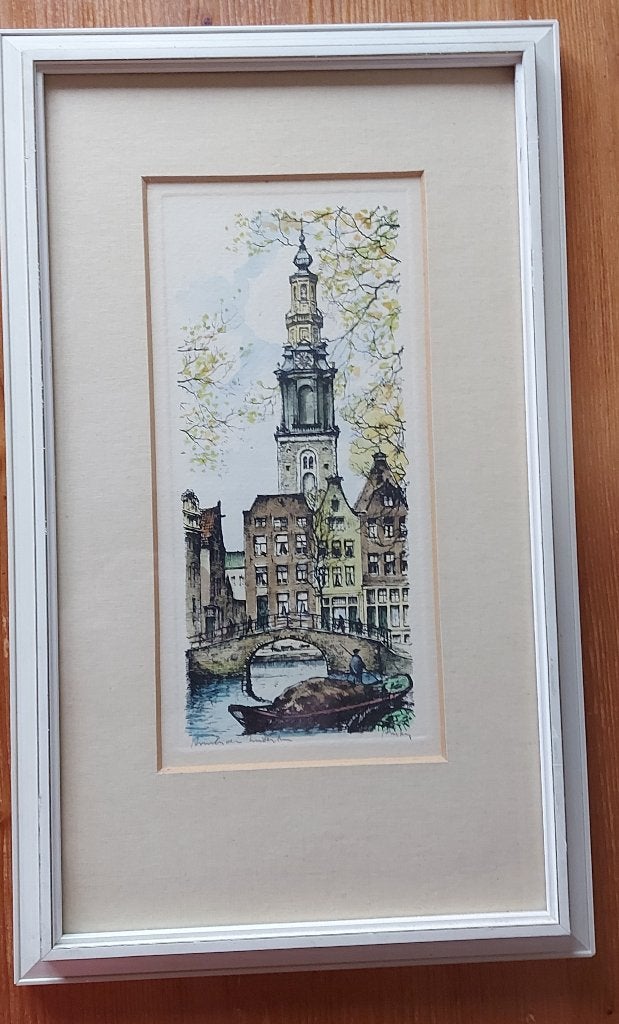 gekleurde ets Zuidertoren Amsterdam door Bob Brobbel, Antiek en Kunst, Ophalen of Verzenden