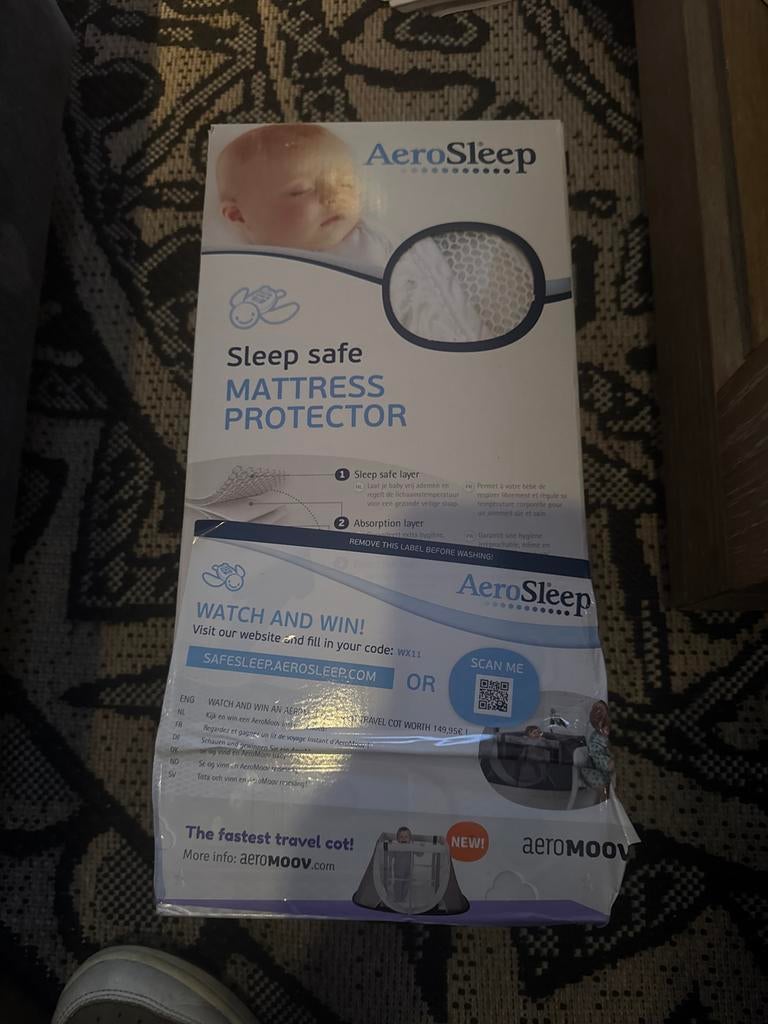 AeroSleep Sleep Safe Matrasbeschermer 34x75 cm, Nieuw, Matras, Eenpersoons, 70 cm of minder