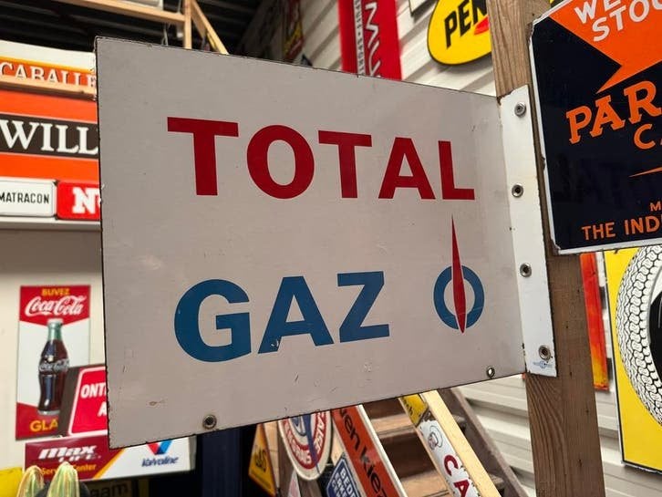 Vintage Total Gaz Emaille Reclamebord, Ophalen