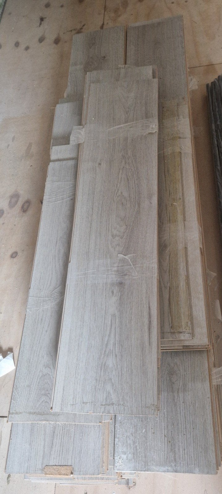 Houtlook grijs kliklaminaat, Ophalen, Gebruikt, 50 tot 150 cm, 10 m² of meer