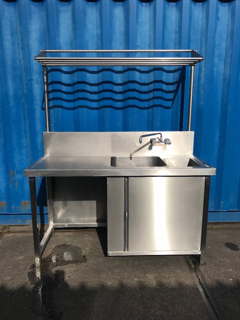 2x RVS complete Buitenkeuken unit/Spoelbak/Werktafel/hangrek, Ophalen, Zo goed als nieuw, Gas