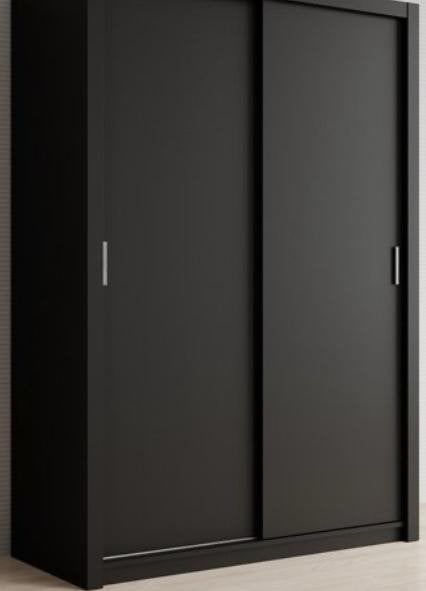 Kledingkast met schuifdeuren - Zwart, 120x62x215 cm, Ophalen, Overige materialen, 100 tot 150 cm, 200 cm of meer