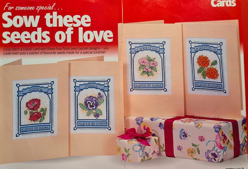 4 mooie bloemen borduurpatronen om bv kaarten te maken, Ophalen, Nieuw, Handborduren, Patroon