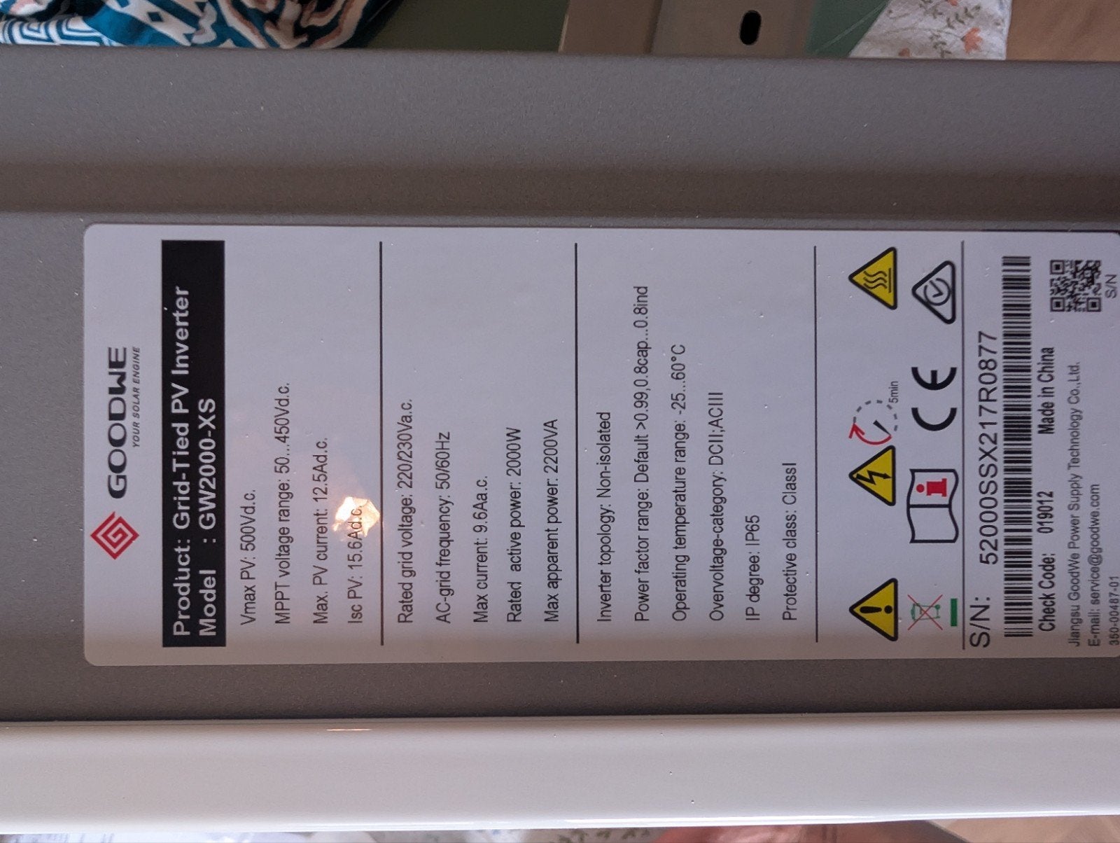 GoodWe GW2000-XS omvormer met WiFi-kit, Ophalen of Verzenden, Zo goed als nieuw, Overige typen