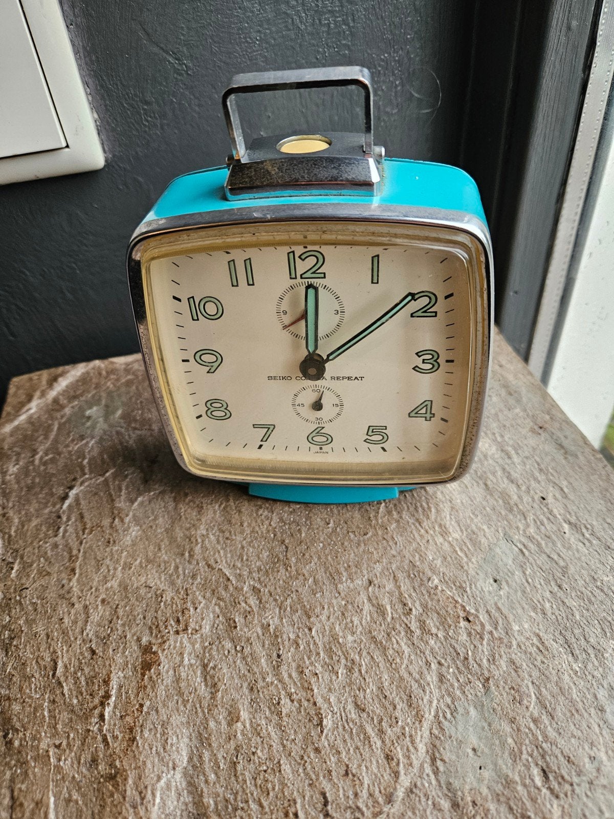 Vintage Seiko Corona Repeat Wekker - Turquoise space age, Ophalen of Verzenden