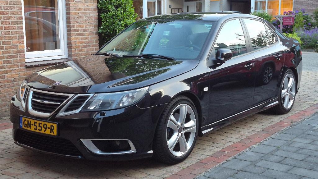 Saab 9-3 2.8 Turbo V6 Sport Sedan AUT 2008 Zwart YOUNGTIMER, Auto's, Saab, Beige, 800 kg, 285 pk, Zwart