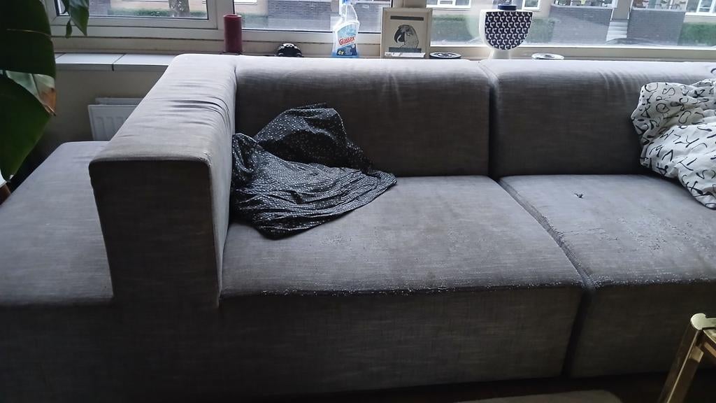 Comfortabele grijze hoekbank, gebruikt, Ophalen, 250 tot 300 cm, Gebruikt, 100 tot 125 cm