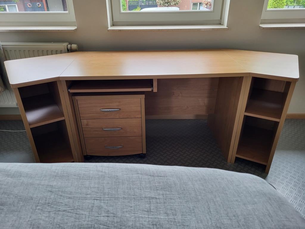 Timo Bureau met lades en opbergruimte, Huis en Inrichting, Ophalen, Met lades, Gebruikt, Hout