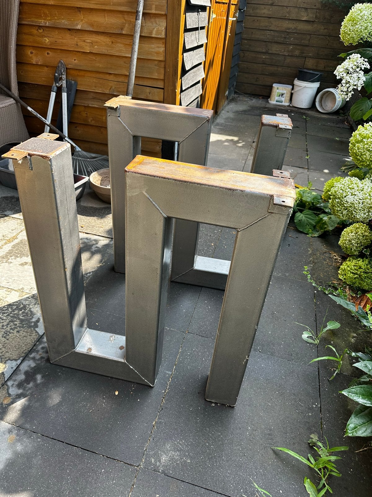 Metalen tafelpoten - 63,5 cm breed, 74 cm hoog, Huis en Inrichting, Ophalen, Tafelpoot, Gebruikt, 50 tot 100 cm