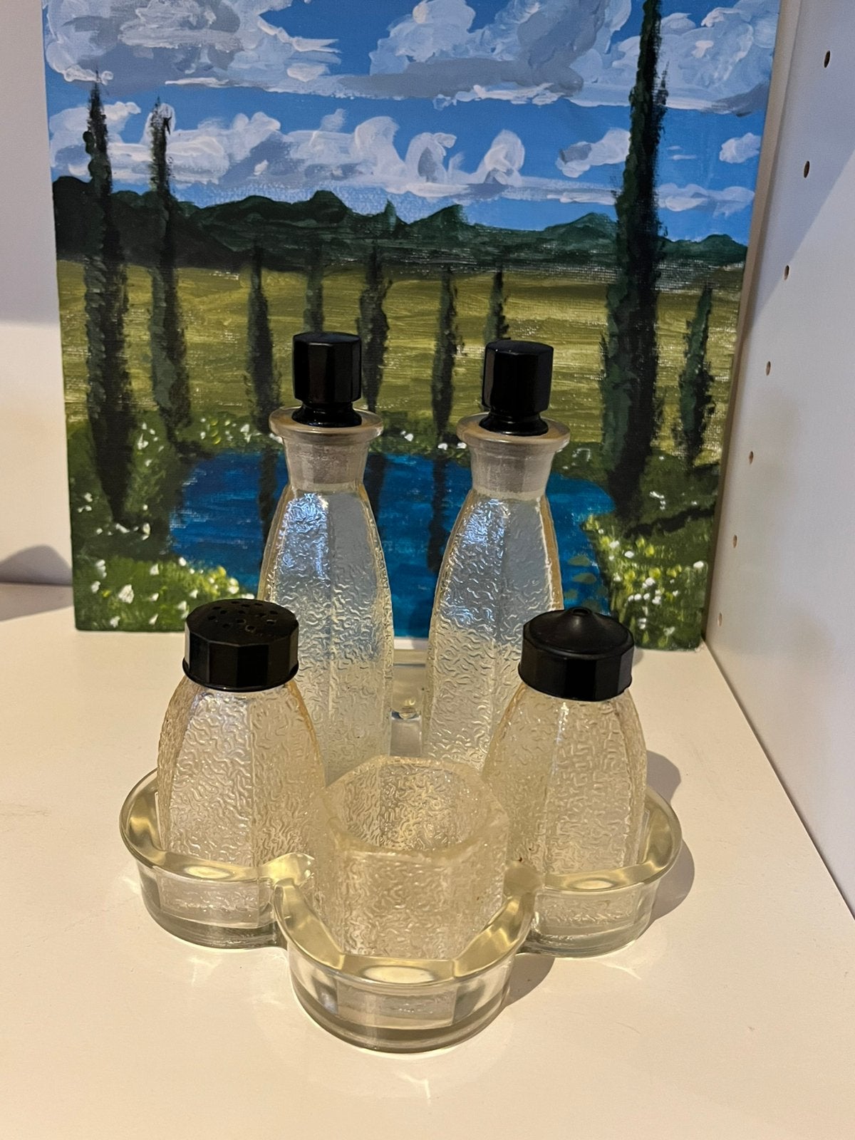 Zoldervondst Vintage Leerdam Coupier zuurstel peper zout, Antiek en Kunst, Antiek | Glas en Kristal, Ophalen of Verzenden