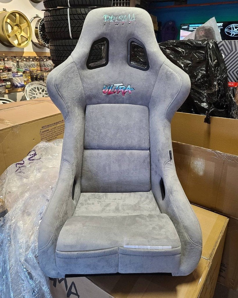 NRG Prisma Ultra Alcantara Grijs Kuipstoel Sportstoel, Auto diversen, Ophalen of Verzenden