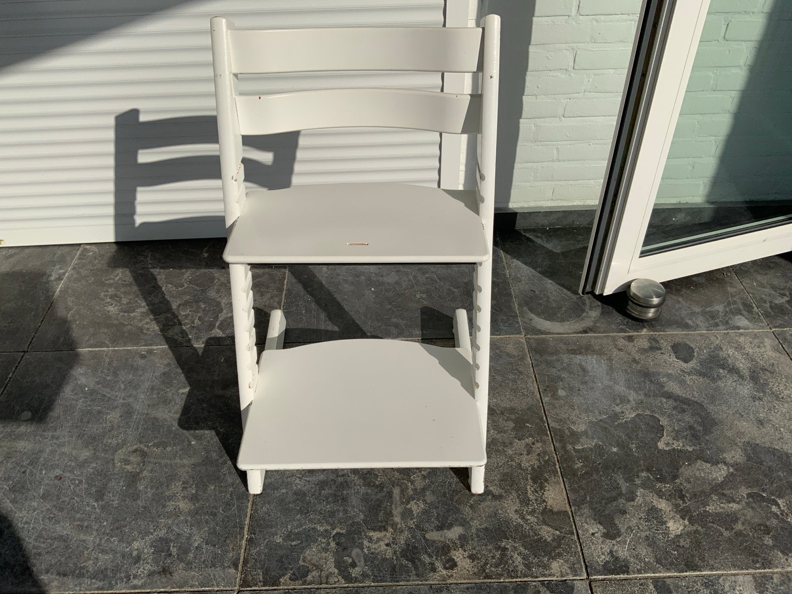 Witte Stokke meegroeistoel, verstelbaar, Ophalen, Gebruikt, Meegroeistoel, Aanschuifbaar