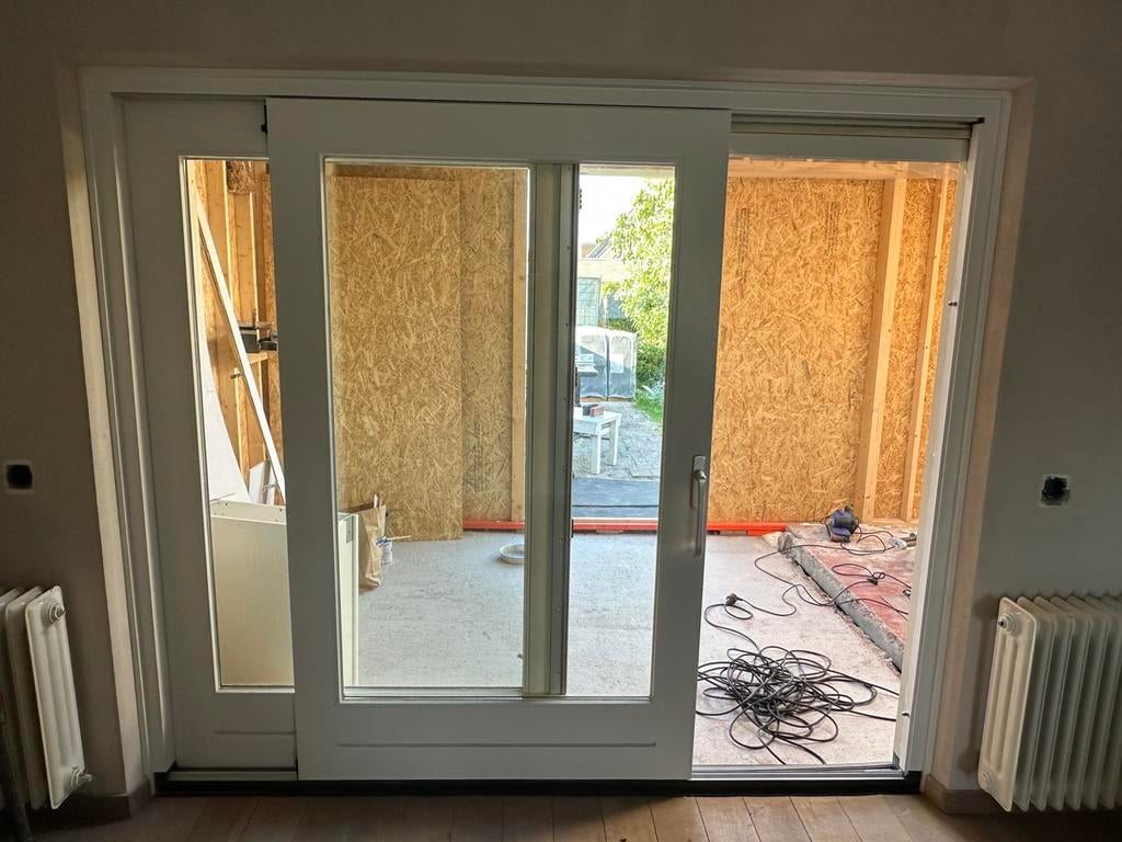 Mooie houten hefschuifpui inclusief hor - 250x215 cm, Doe-het-zelf en Verbouw, Deuren en Horren, Ophalen, Gebruikt, Buitendeur