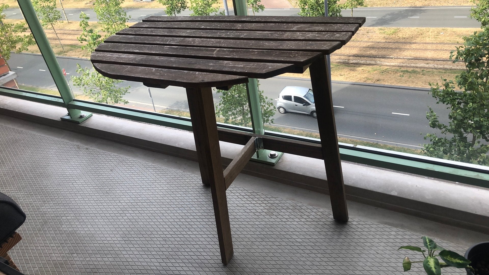 Balkontafel / opklaptafel, Ophalen, Gebruikt, Rond, Hout