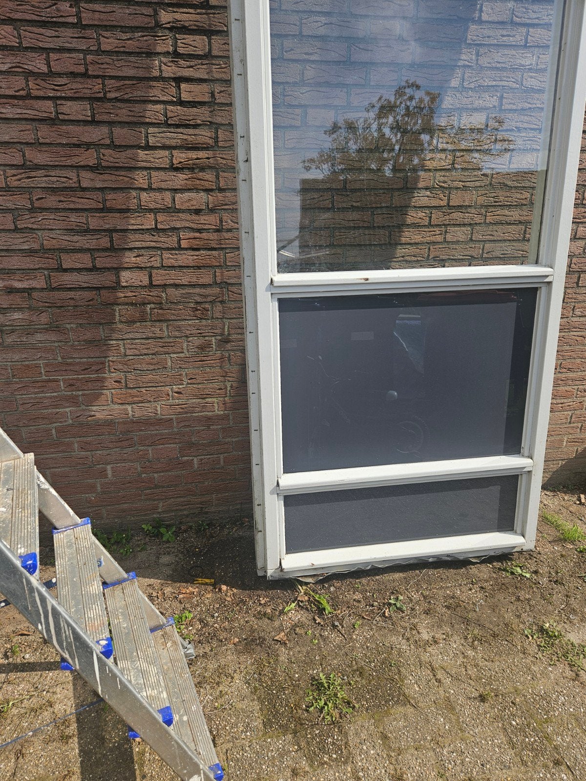 TEAB gevel raam met onderaan gekleurd glas H276,5xB110, Ophalen, Gevelraam of Ruit, Gebruikt, 80 tot 120 cm