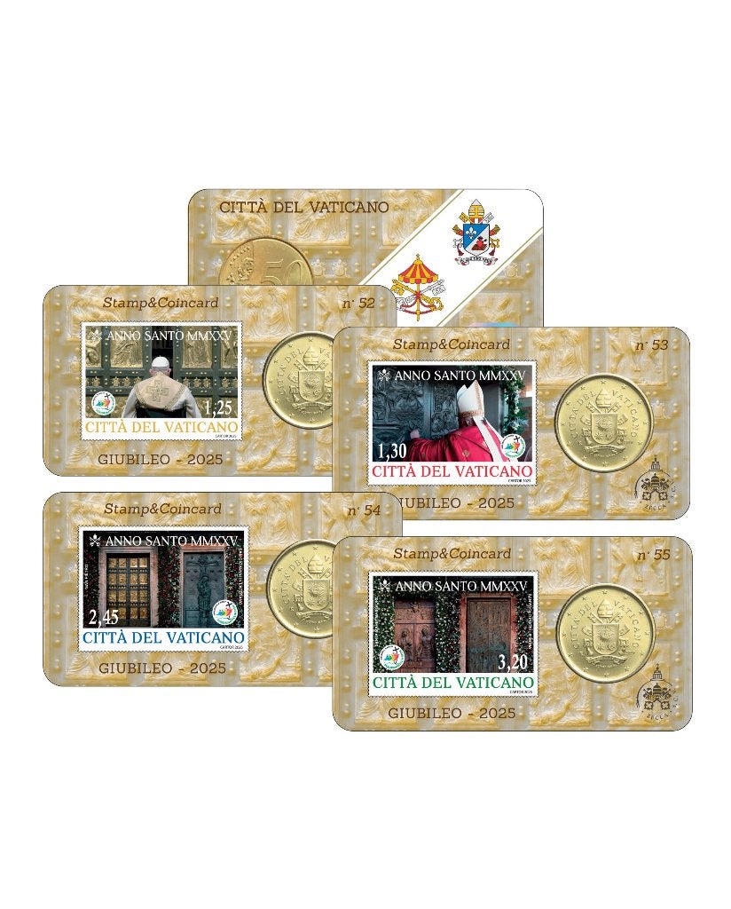 4x 50 eurocent Vaticaan 2025 - BU Coincard nr. 52,53,54,55, Verzenden, Vaticaanstad, 50 cent, Setje