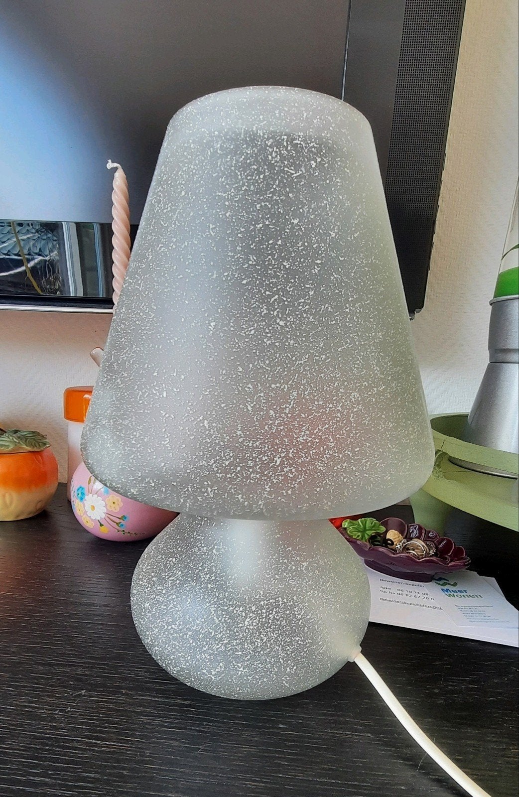 Mushroom paddenstoel tafellamp,lees de beschrijving, Ophalen of Verzenden, Zo goed als nieuw, Glas, Minder dan 50 cm