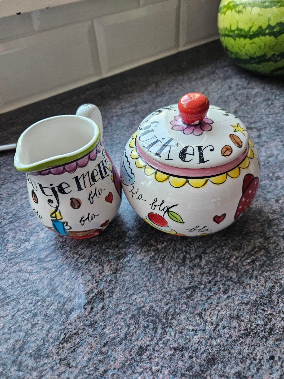 Melk en suiker setje, Blond Amsterdam stijl, Gebruikt, Overige merken, Keramiek, Overige typen