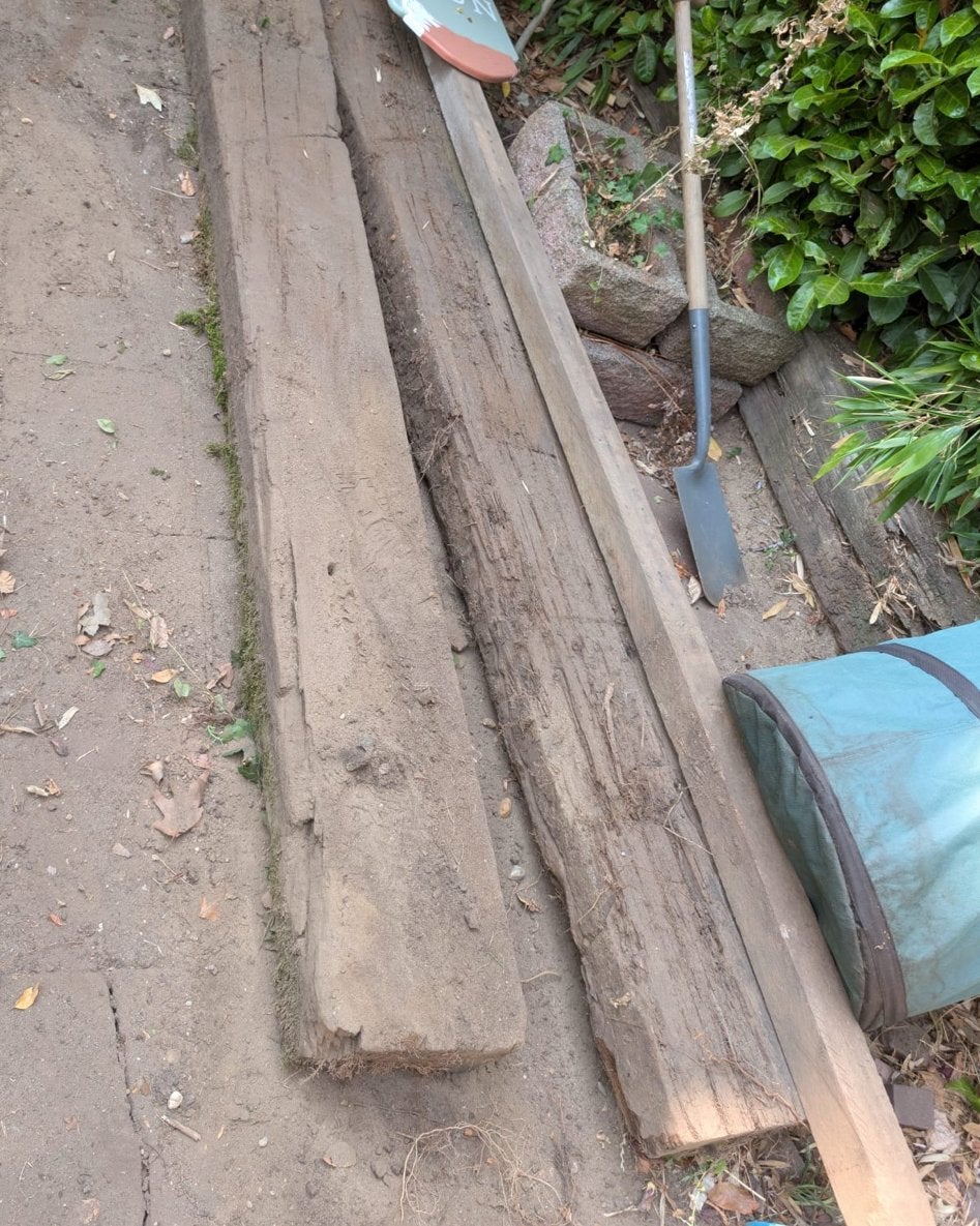 4x houten bielzen - 1x 160 en 3x 260, Tuin en Terras, Bielzen en Borders, Ophalen, Gebruikt, 25 tot 50 cm, 25 cm of meer