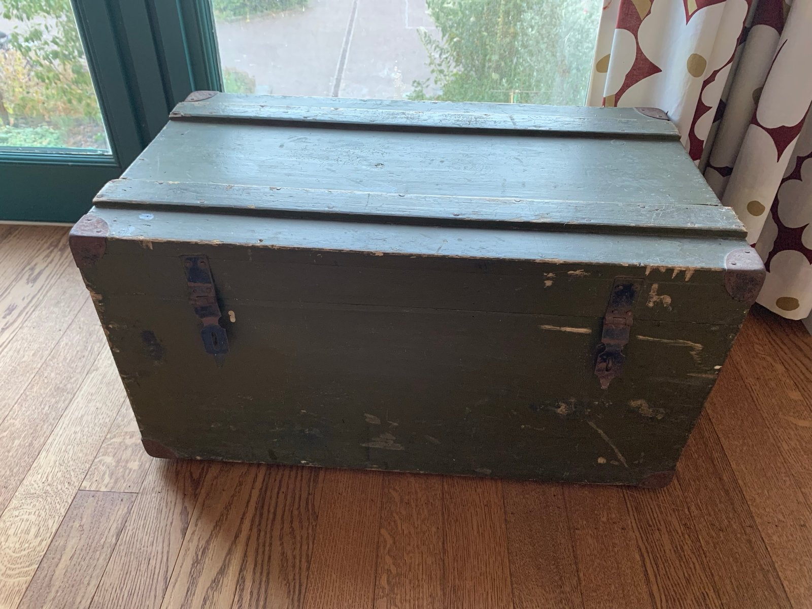Vintage houten kist - Legergroen, Ophalen