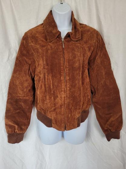 Stoere leren jas mt M merk Miss Etam, Maat 38/40 (M), Bruin, ., Ophalen of Verzenden