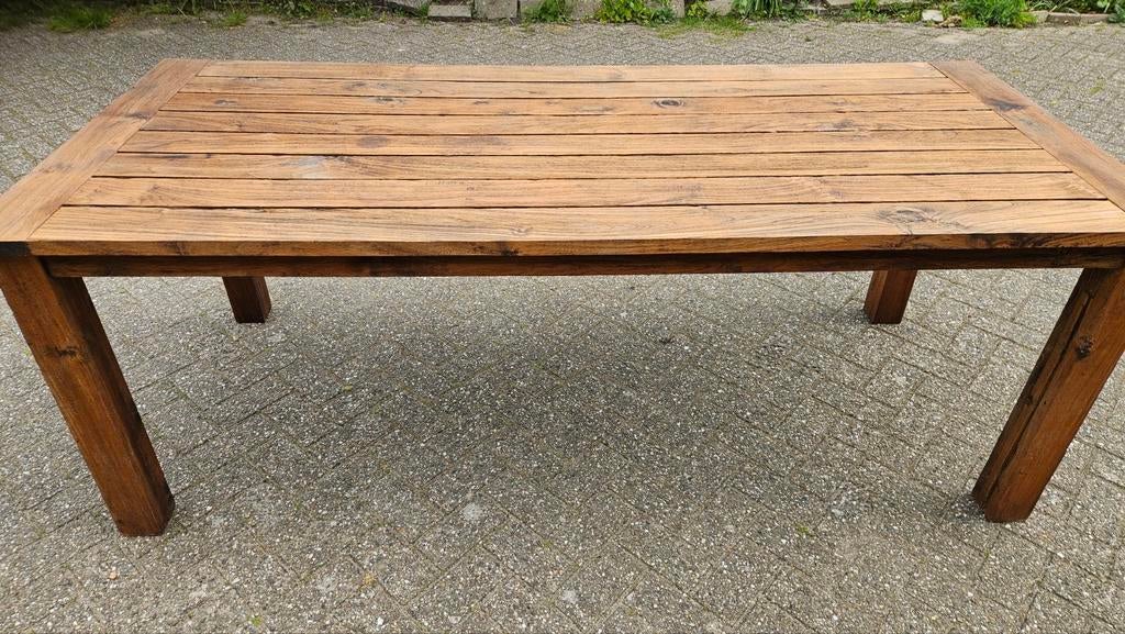 Hardhouten tuintafel 210x90x78, Ophalen, Gebruikt, Rechthoekig, Hout