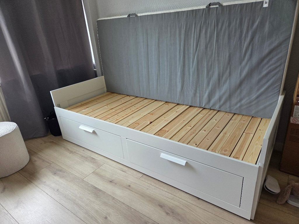 Bed Brimnes, Ophalen, Verstelbaar, Wit, Tweepersoons