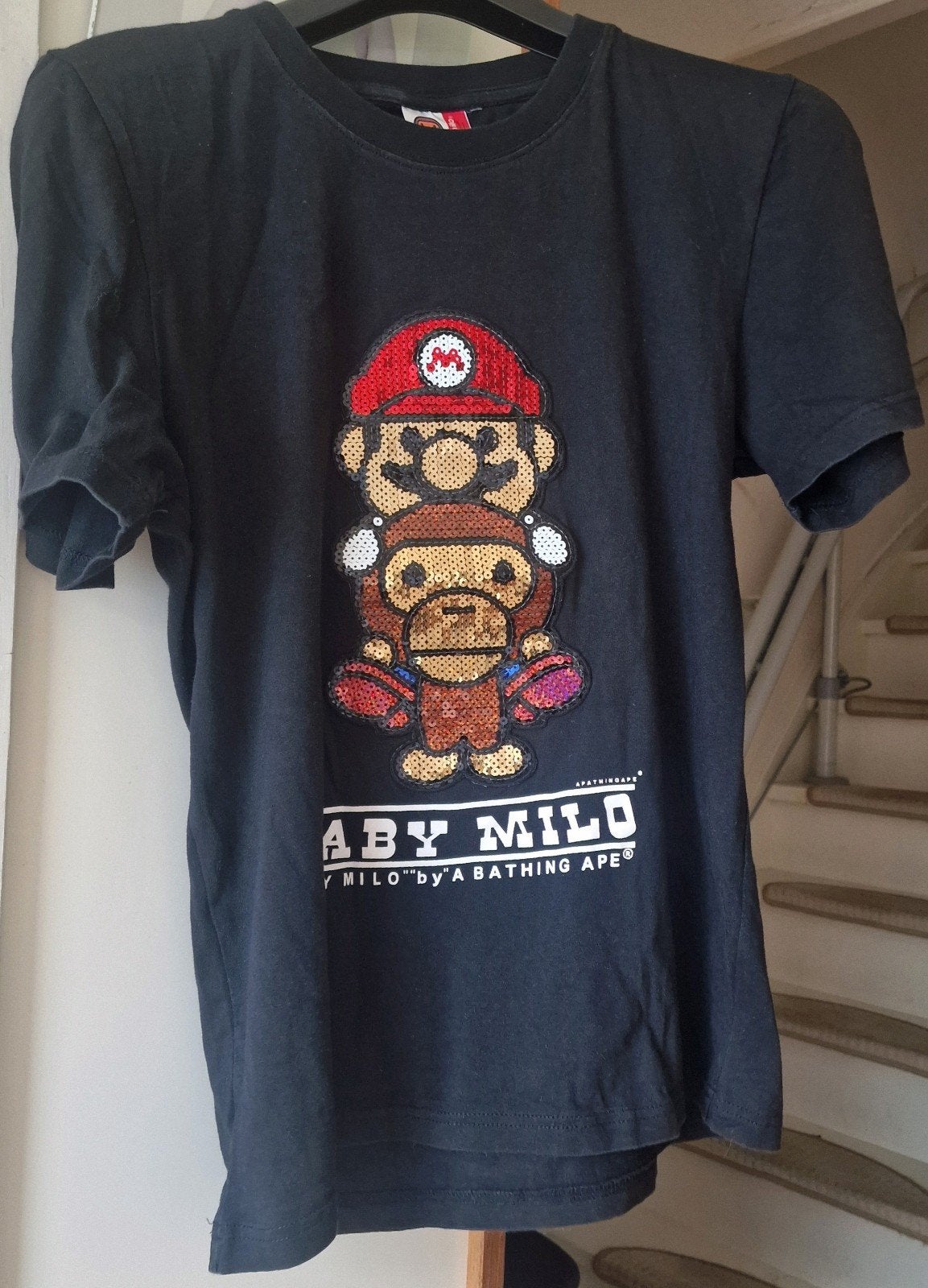 Ninthendo shirt Baby milo A bathing ape vintage, Kleding | Heren, Ophalen of Verzenden, Zo goed als nieuw, Zwart