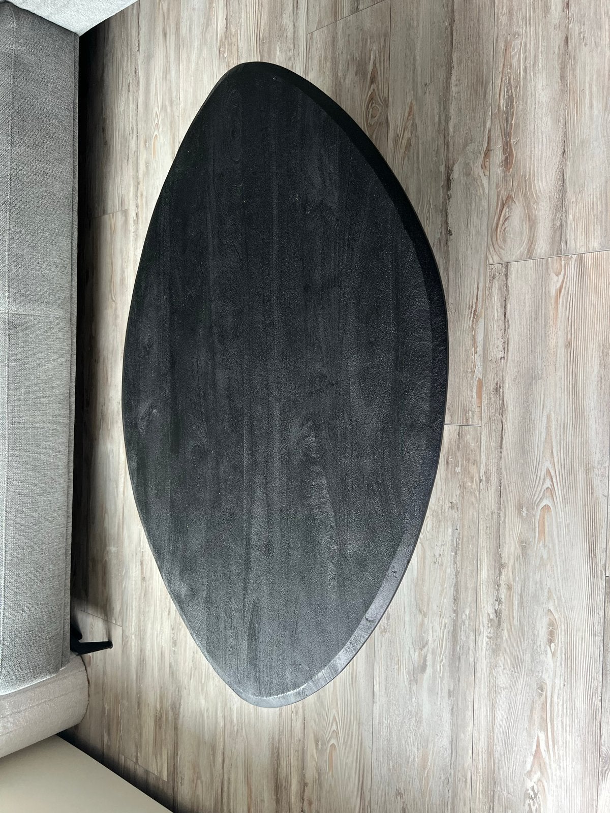 Salontafel Mangohout Ovaal Zwart, Japandi chique, 100 tot 150 cm, Zo goed als nieuw, Ovaal