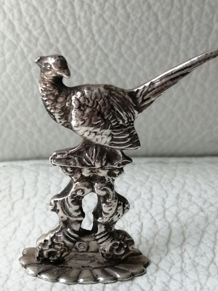 Antiek zilveren fazant miniatuur tafeldecoratie, Ophalen of Verzenden, Zilver