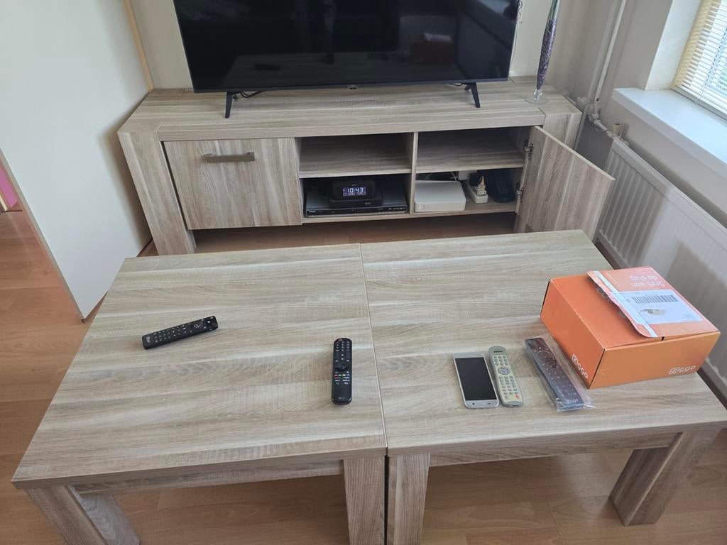 Set van 1 salontafels en bijpassend tv-meubel, Ophalen, Gebruikt, Minder dan 50 cm, Rechthoekig
