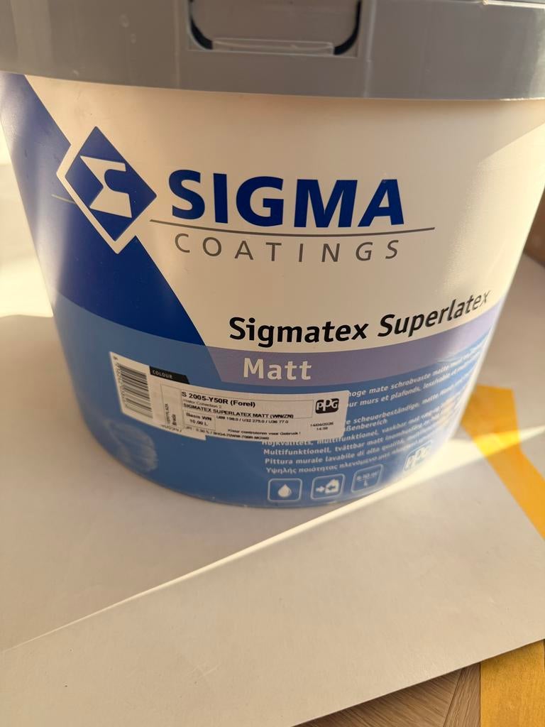 Nieuwe Sigma super latex Dune (eric kuster) 10 liter, Ophalen, Beige, Nieuw, Verf
