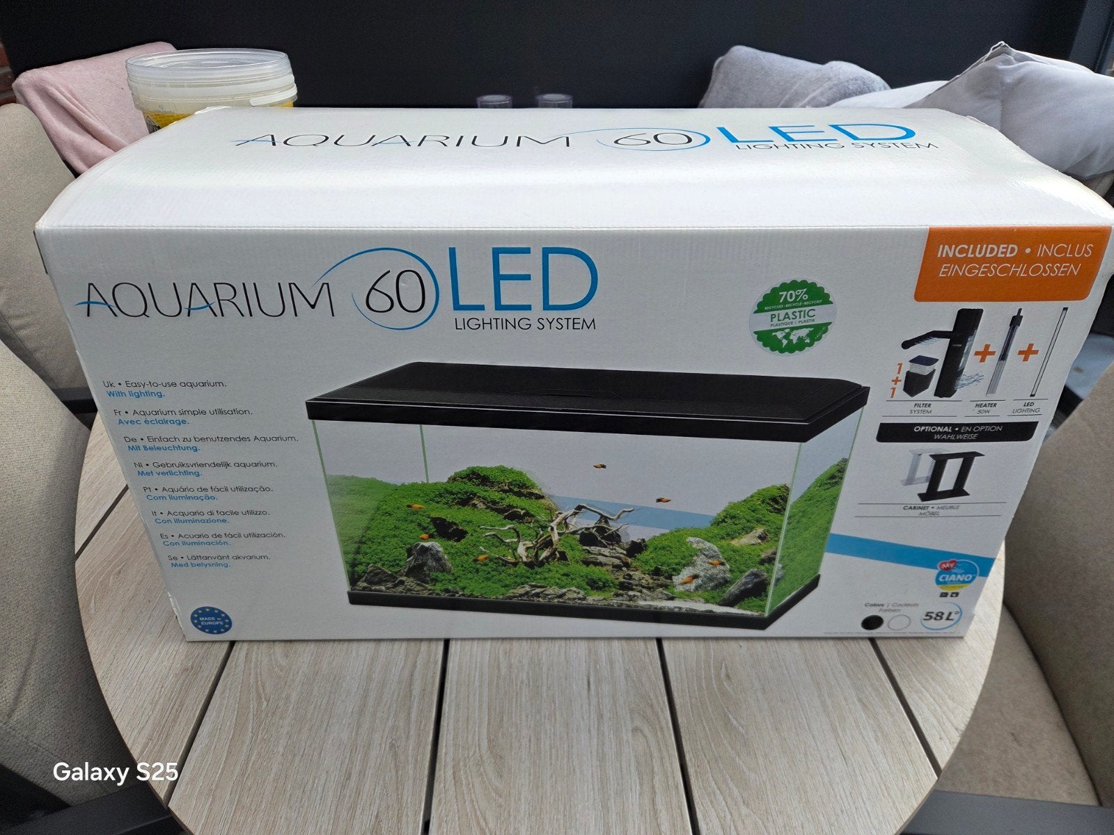 zgan aquarium 58 L, Ophalen, Inclusief deksel, Overige merken, Zo goed als nieuw
