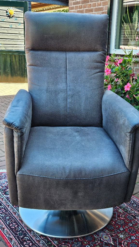 Limoss Sta-op Stoel - Grijs nubuck leer, Ophalen, Gebruikt, Modern, Comfort, 75 tot 100 cm