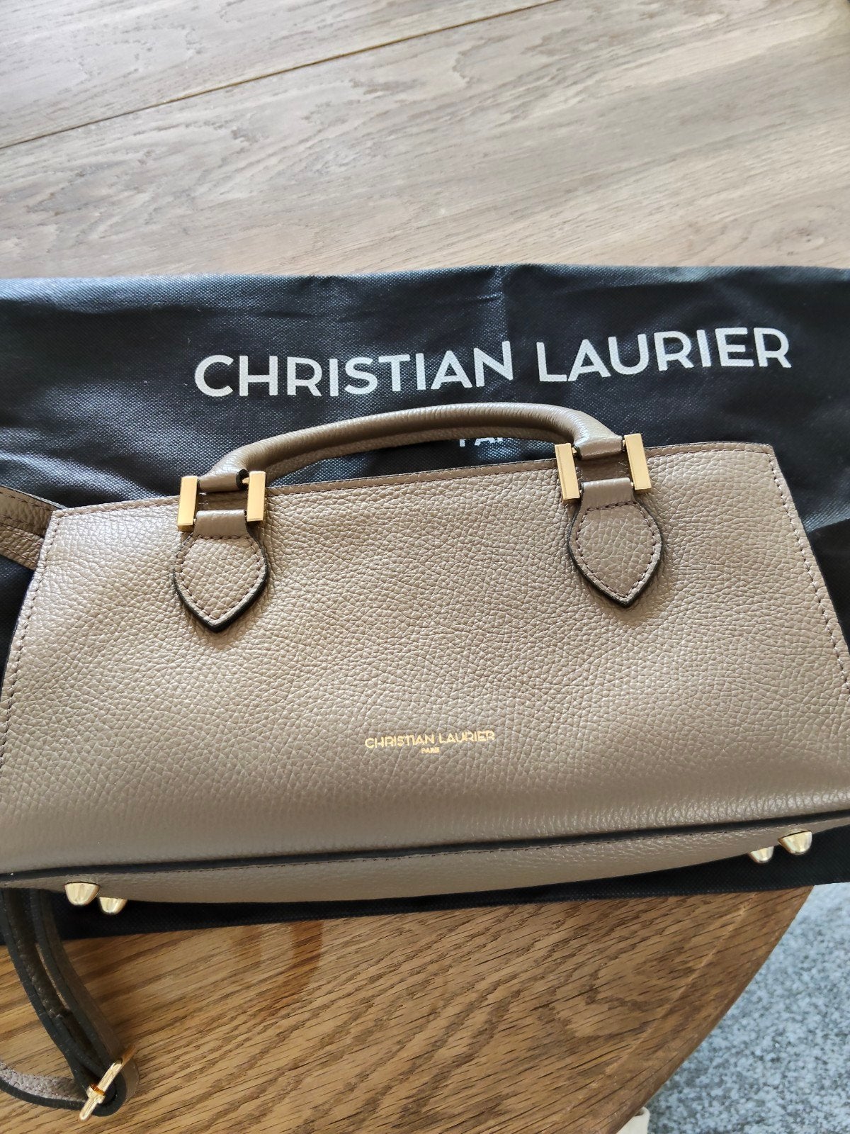 Christian Laurier lederen Handtas - Taupe, Ophalen of Verzenden, Zo goed als nieuw, Overige kleuren, Handtas