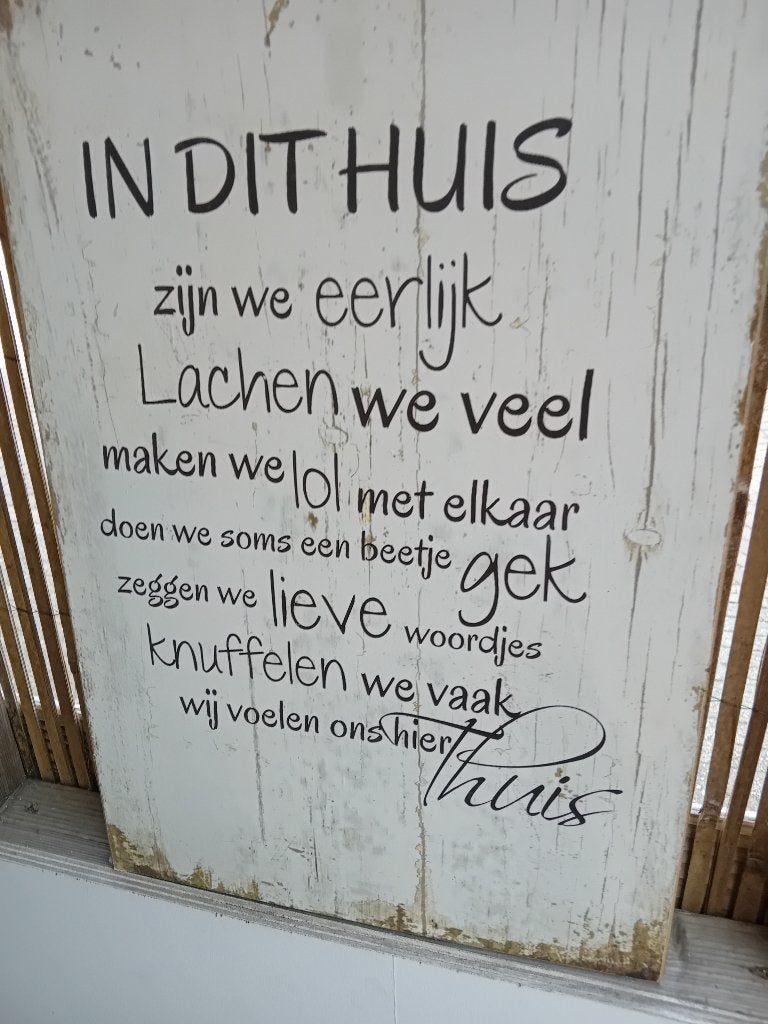 Welkoms bord, Ophalen, Hout, Nieuw, Wandbord of Wandpaneel