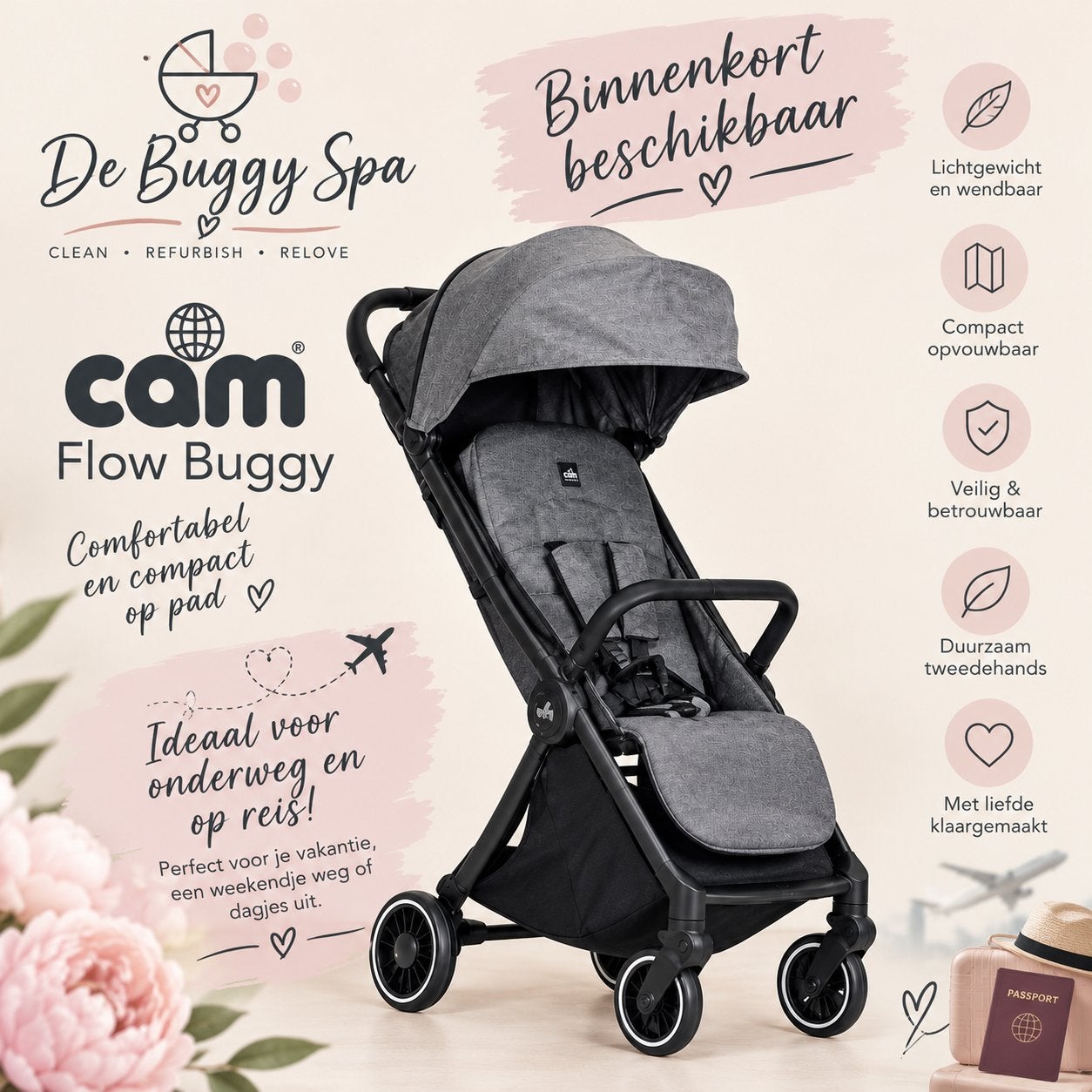 Binnenkort beschikbaar! Cam Flow Buggy, Ophalen of Verzenden, Zo goed als nieuw, Overige merken, Verstelbare rugleuning