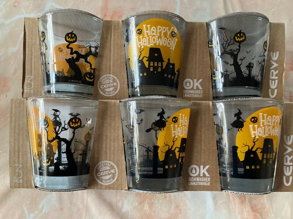 6 nieuwe Halloweenglazen, Glas of Glazen, Nieuw, Ophalen of Verzenden, Glas