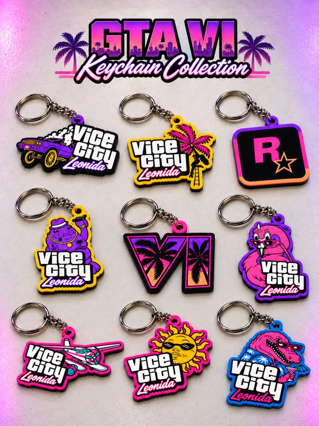 GTA VI Vice City Leonida Sleutelhangers Collectie, Ophalen of Verzenden, Nieuw, Knuffel of Figuurtje