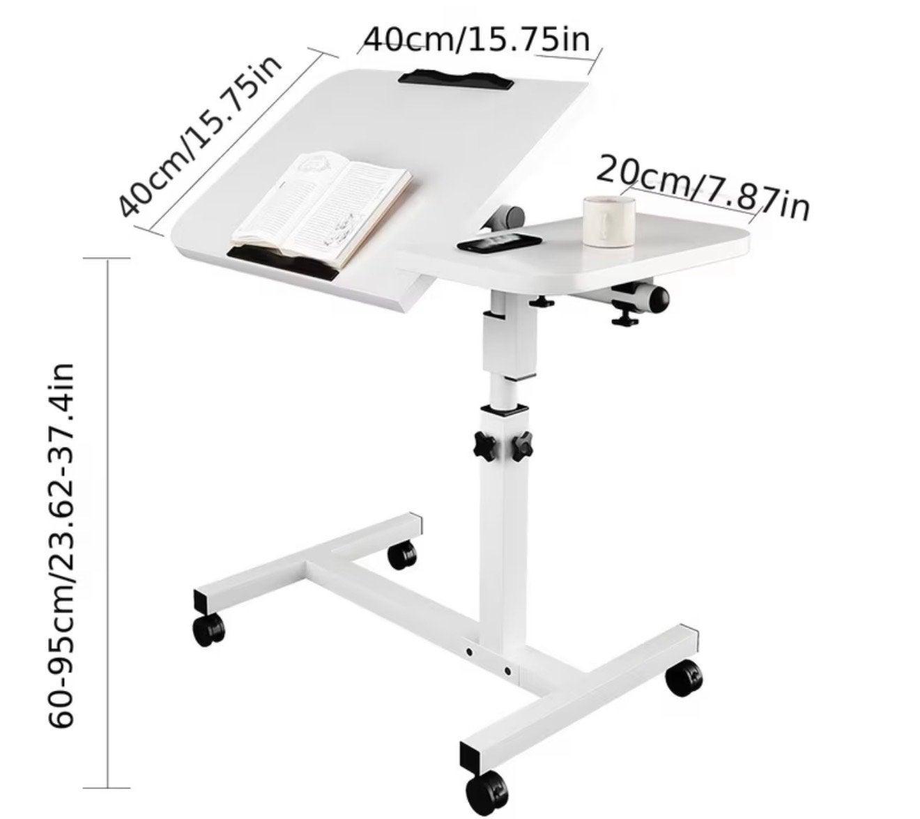Verstelbare laptoptafel op wieltjes, 70 tot 120 cm, Ophalen of Verzenden, Zo goed als nieuw, Metaal