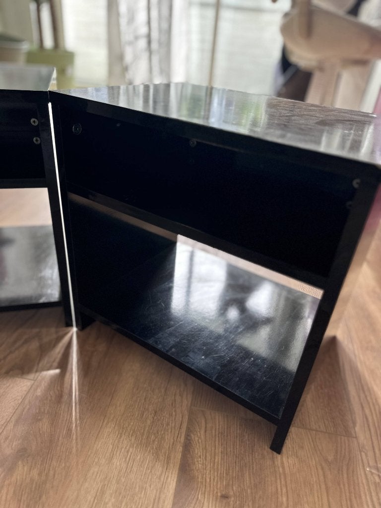 Zwarte hoogglans nachtkastjes (set van 2) — GRATIS, Ophalen, Gebruikt, Minder dan 45 cm, Minder dan 55 cm