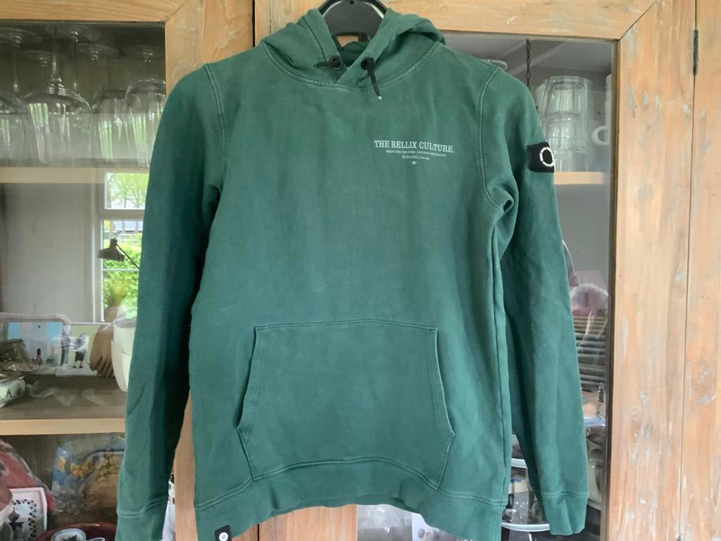 Groene hoodie 'The Rellix Culture' met badge 176, Ophalen of Verzenden