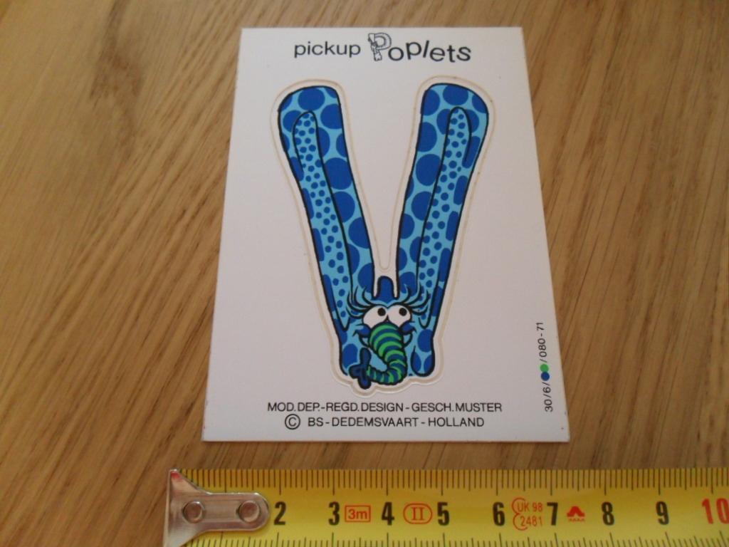 sticker groot pickup poplets letter V groen/blauw, Ophalen, Zo goed als nieuw