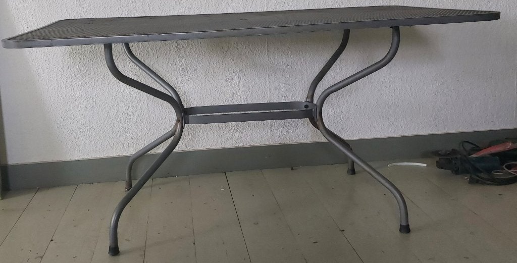 M​etalen tafel, Huis en Inrichting, Tafels | Eettafels, Ophalen, Gebruikt, 100 tot 150 cm, 50 tot 100 cm