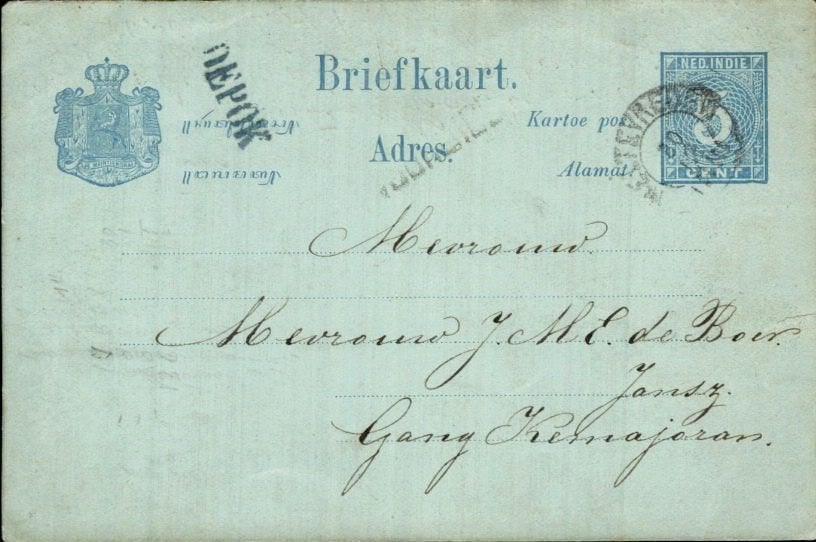 Nederlands Indië - Langstempel Depok - 189x, Postzegels en Munten, Brieven en Enveloppen | Nederland, Verzenden, Briefkaart