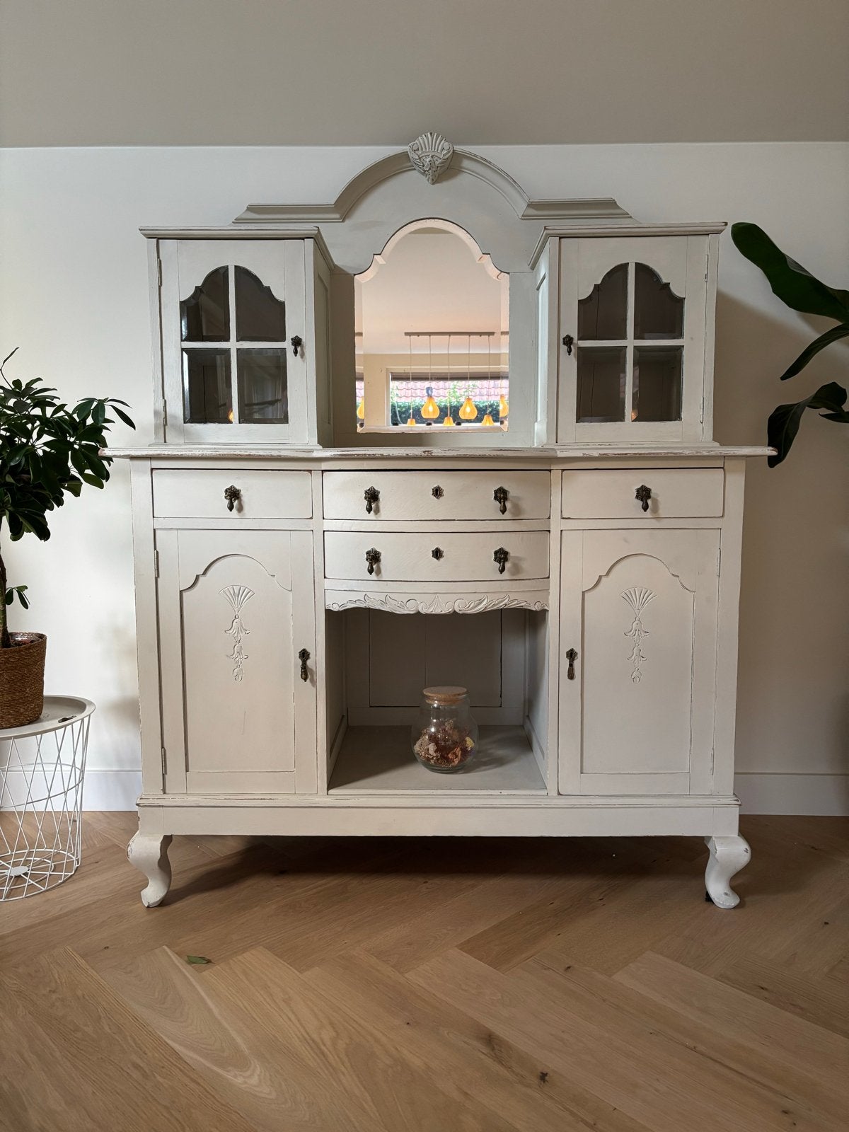 Antiek dressoir met spiegel en vitrinekasten Queen Anne, Ophalen