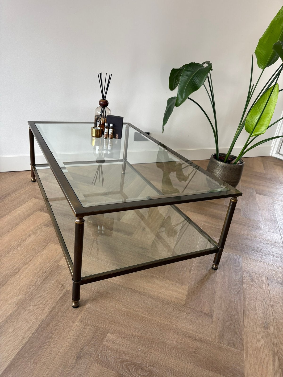 Messing salontafel hollywood regency stijl, Ophalen, 100 tot 150 cm, 50 tot 100 cm, Zo goed als nieuw