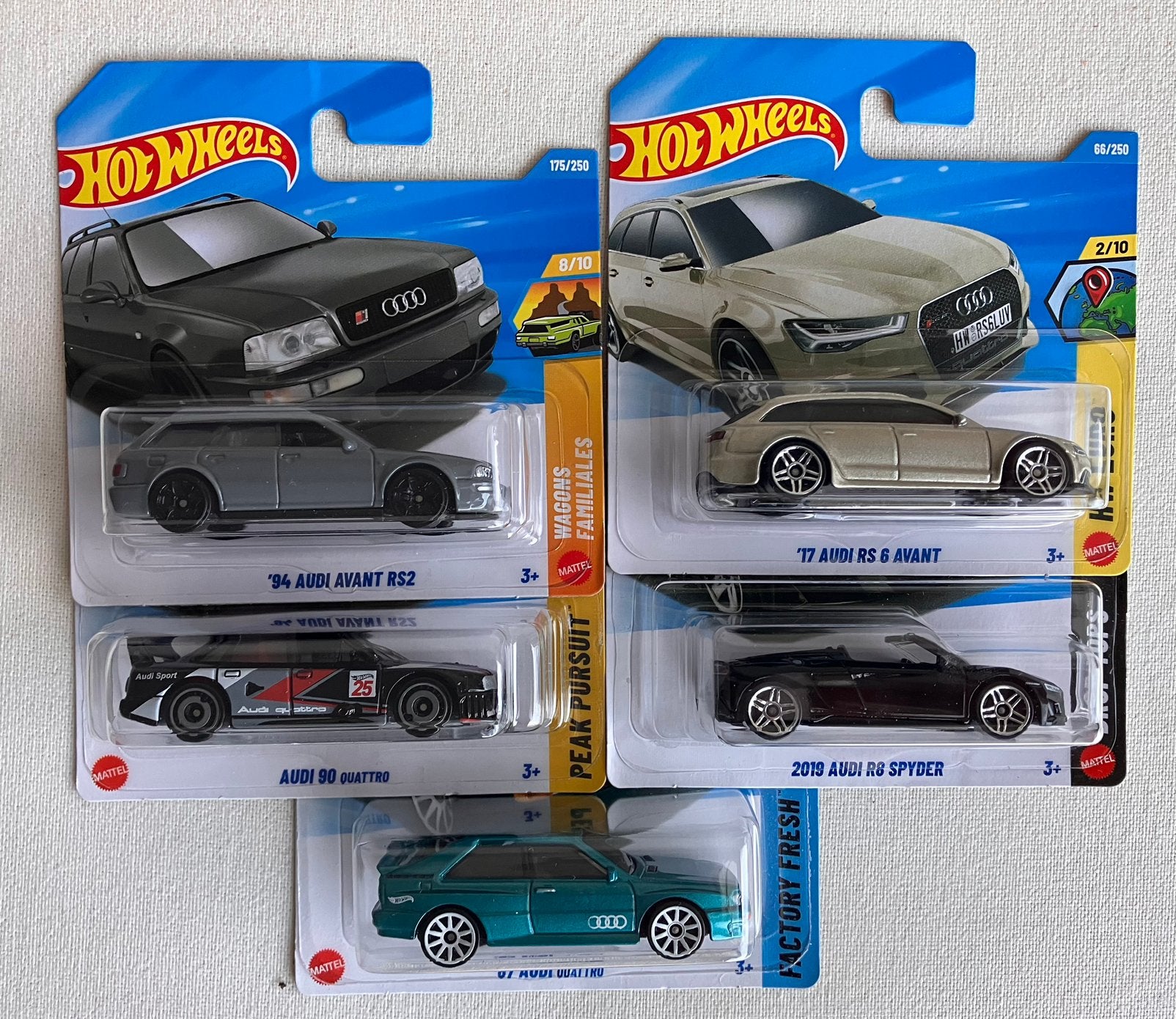 Hot Wheels SET Audi Avant Quattro Spyder Hotwheels SETPRIJS, Ophalen of Verzenden, Zo goed als nieuw, Auto