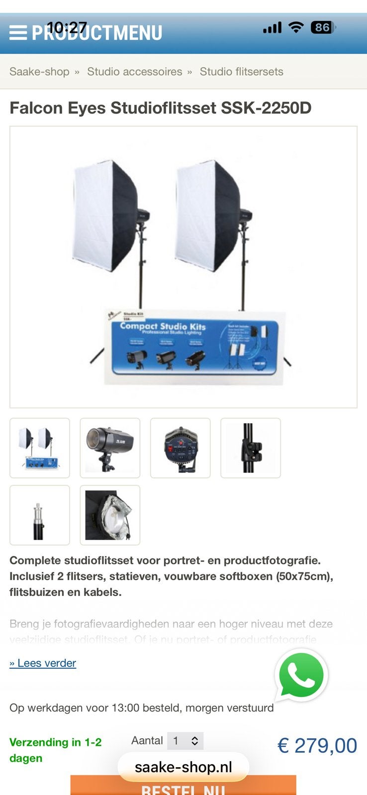 Complete studioflitsset voor portret- en productfotografie, Ophalen, Zo goed als nieuw